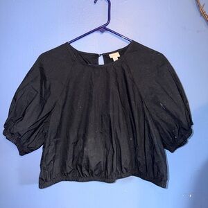 a new day Black Puff Sleeve Cropped Blouse